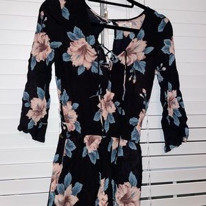 O’Neill Floral Print Lace Up Romper